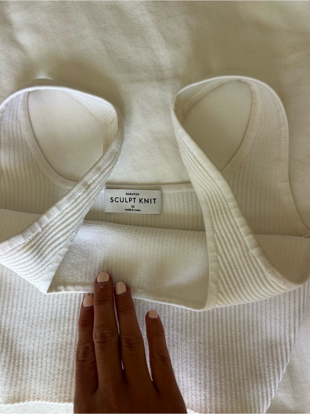Babaton Sculpt Knit Ribbed Bralette in White Cream